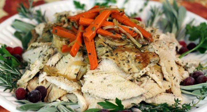 Herb-Crusted Turkey Breast with Leeks ‘n Carrots