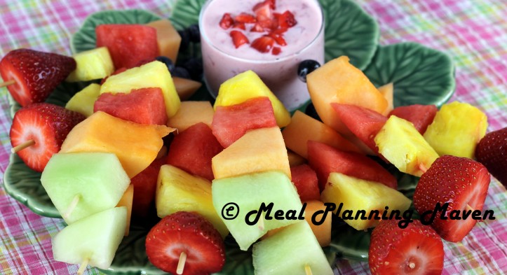 Mini Fruit Kabobs with Chunky Strawberry Yogurt Dip