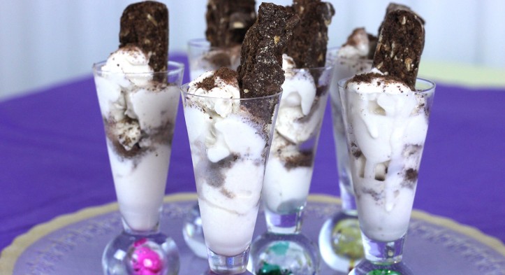Brownie Biscotti Ice Cream Shooters