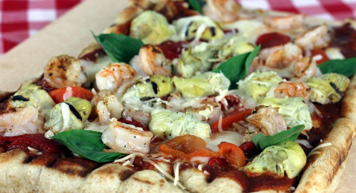 Grilled Shrimp ‘n Artichoke Pizza
