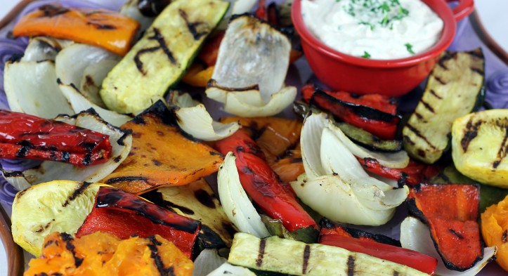 Grilled Vegetables with Yogurt-Tahini Dip