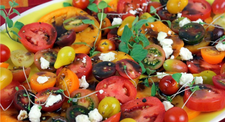 Heirloom Tomatoes ‘n Goat Cheese with Balsamic Drizzle