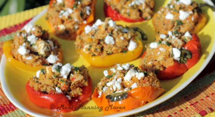 Roasted Mediterranean  Shrimp Stuffed Peppers