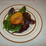 Baby Greens Salad with Roasted Peach and Honey Lime Vinaigrette