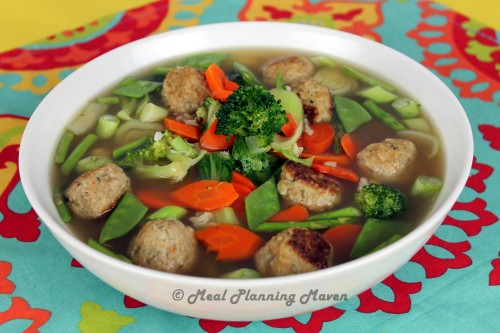 Mini Chicken Meatballs ‘n Vegetable Soup
