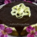 NY-Style Cheesecake Topped with Dark Chocolate Ganache