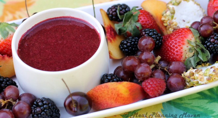 Fruit Array with Goat Cheese Medallions ‘n Berry Coulis