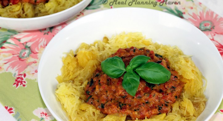 Spaghetti Squash with Chunky Roasted Bell Pepper Sauce