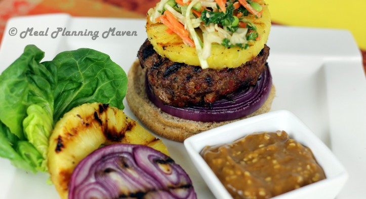 Grilled Asian Burgers ‘n Pineapple with a Fantastic Slaw