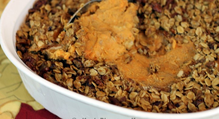 Roasted Banana ‘n Sweet Potato Mash with Pecan Streusel