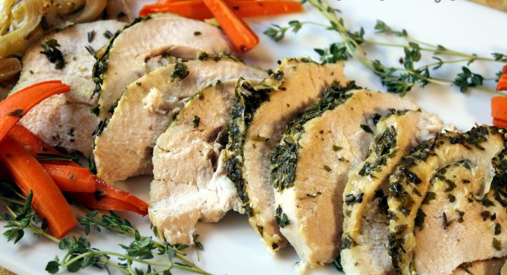 Herb-Crusted Turkey Breast with Leeks ‘n Carrots